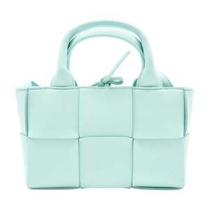 BOTTEGA VENETA Blue Lambskin Leather Intrecciato Tote Bag